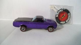 Vintage Hot Wheels Redlines Hk 1968 Custom Fleetside[purple W/rare Purple Base]