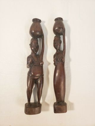Wooden Hand Carved African Tribal Women Figures
