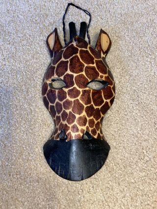 Wood Wooden Hand Carved Giraffe Head Mask Wall Decor - Kenya