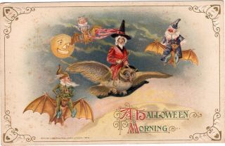 A Halloween Morning,  Postcard Winsch Series 450/21 3938 - Copyright 1914