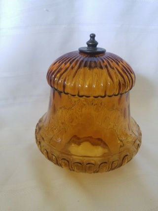 Vintage Amber Glass Bell Shaped Light Cover (2 3/4 " Opening)