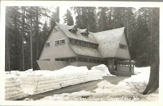 Old Real Photo Postcard Rppc Mt St Helens Lodge Spirit Lake Washington Snow