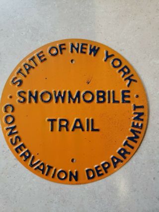 Vintage 1960s York State Conservation Dept.  Snowmobile Trail Metal Sign