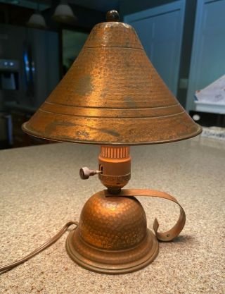 Vintage Hand Hammered Copper Lamp - 10 " High All