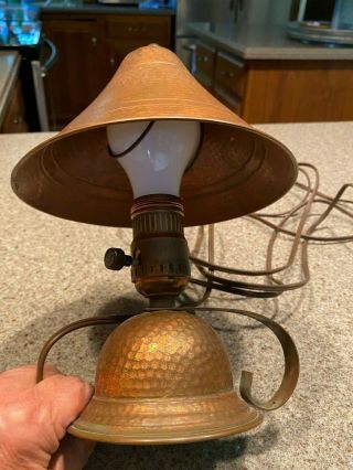 Vintage Hand Hammered Copper Lamp - 10 