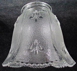 Antique Stippled Glass Pendant Lamp Shade 2 1/4 " Fitter - 6 Column Fluer De Lis
