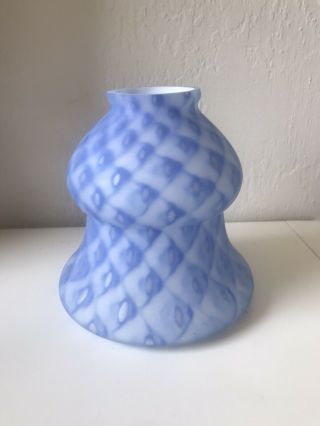 Blue And White Art Glass Lamp Shade 5 - 1/2” Tall With 2” Fitter Gourd Shaped