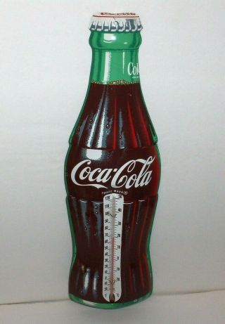 Coca Cola`1950s,  Metal 16 1/2 Inch Bottle Advertising Thermometer M.  C.  A - 2 Us