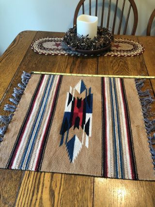 Vtg Saddle Blanket,  Hand Woven Native American Wool Rug 20” X 18.  5”