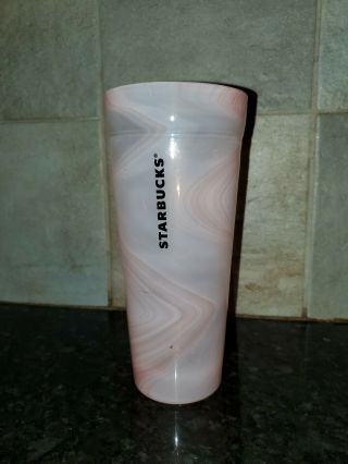 2017 Rare No Lid Starbucks Glass Coral Pink Marble Cup Swirl Venti 20oz Tumbler