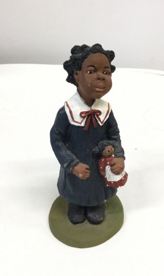 Black Americana Girl With Doll Old South Resin Figurine Statue