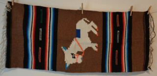 Vintage Woven Rug Tapestry Wall Hanging Mexico Mexican Donkey Southwest Western