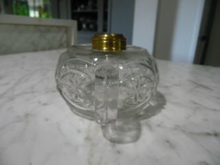 Antique EAPG Clear GLASS FINGER OIL LAMP Starburst Fan & Ribbon 3