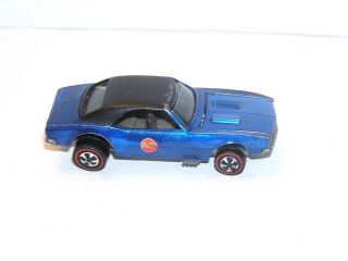 1968 Hot Wheels Redline Custom Camaro Us Blue W Painted Tail All
