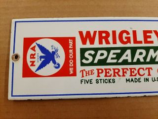 Wrigley ' s Spearmint Gum NRA Porcelain Sign Candy Roosevelt Depression Eagle U.  S. 2