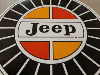 Jeep Porcelain Metal Sign Gas Oil Truck Dealer 4wd Mudding Willys Overland