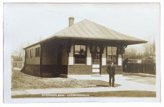 Real Photo Postcard Interurban Depot/station Cerro Gordo,  Illinois Piatt County.