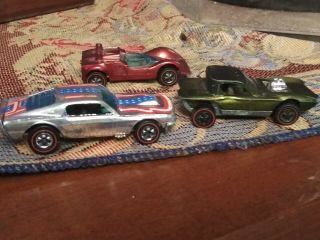 Hotwheels Redlines.  Chrome Mustang Stocker,  Olive Python And Chappeal
