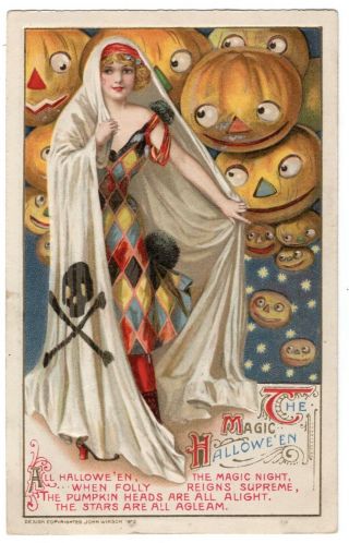 Magic Halloween Postcard,  John Winsch,  Samuel Schmucker,  Copyright 1912.