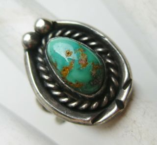Vintage Native American Navajo Indian Sterling Silver Turquoise Ring Size 5.  5