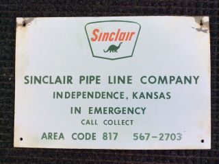 Vintage Sinclair Petroleum Pipeline Metal Sign 18 " X 13 " Size