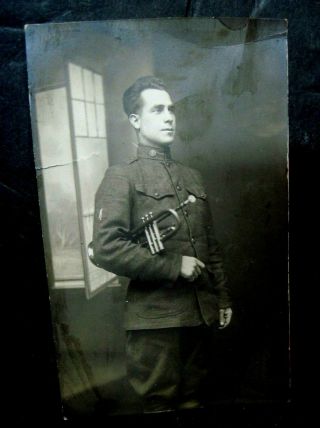 Vintage World War One Photo, .  Of A Soldier From The 51st Reg.  Hq Co.  Musician Wi