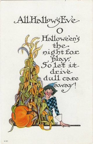 Halloween Postcard Published By Nash,  Series H - 37,  " All Hallow 