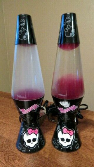 2011 Mattel Monster High - Pink Lava - Black/white Lamps - 11 - 1/2 " Tall Set Of 2