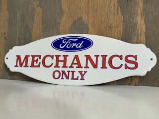 12in Ford Mechanic Service Door Porcelain Enamel Sign Oil Dealer Service