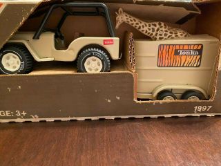 Vintage Tonka Safari Jeep Set With Trailer And Giraffe 1997