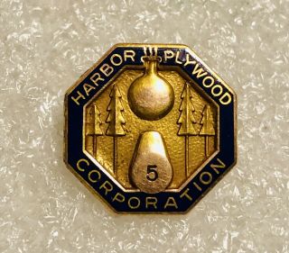 Vintage 10k Gold Harbor Plywood Corporation Employee Service Pin 2.  5 Grams 5 Yr
