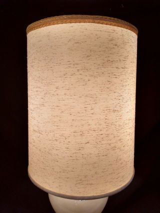 Vintage 16 " Drum Barrel Table Lamp Shade Textured Fabric Off White Gold Trim