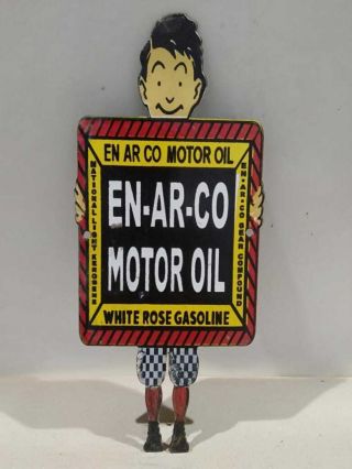 Porcelain En - Ar - Co Motor Oil Enamel Sign Size 14 " X 6 " Inches