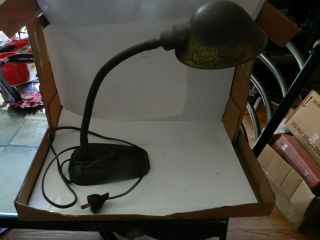 Vintage Cast Iron Goose Neck Art Deco Desk Lamp Ashtray Base
