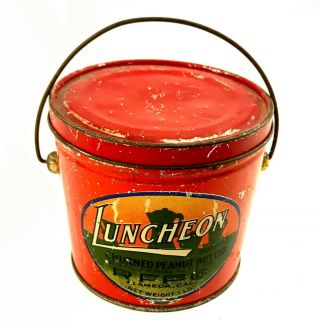 Luncheon Peanut Butter Tin Can Pail Rose Field Packing Co Alameda Ca 1 Pound