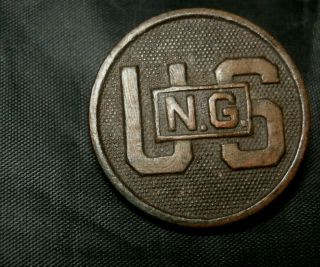 Wwi Us Ng [national Guard] Army Bronze Collar Disc,  W/ Pin Screw Back