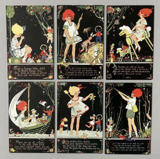 Tuck " Happy Land " Series Iii Postcards (6) No.  3480 A/s Phyllis Cooper Fantasy