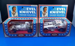 Nip Vintage 1976 Ideal Evel Knievel Die Cast Funny Car & Formula 5000 Precision
