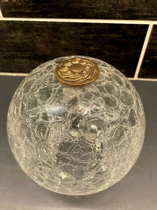 Vintage Clear Crackle Glass Ball Lamp Shade Light Fixture Globe Mcm