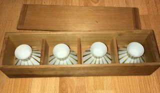 Vintage Soy Sauce Mini Bowls Dishes Set Of 4 In Wooden Box