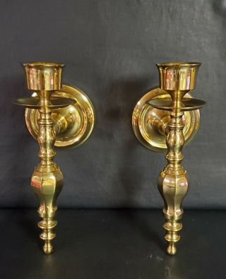 Lacquered Solid Brass Candlestick Holder Wall Sconces.  Made In India.
