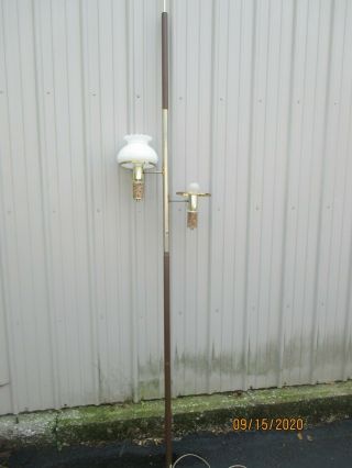 Vintage Mid Century 2 Light Tension Pole Floor Lamp 1960 