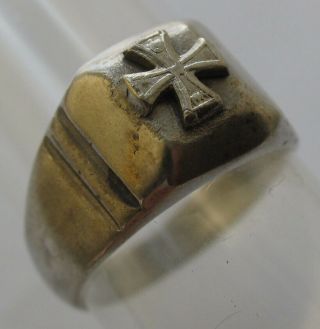 Germany Ring 1914 Iron Cross Sterling Silver 835 German Soldier 
