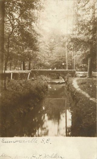 South Carolina,  Sc,  Summerville,  Bridge Over Creek 1908 Postcard