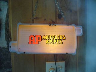 Lighted Hanging " Ap Mufflers & Pipes " Auto Parts Sign