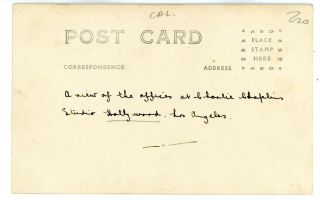 Hollywood CA - CHARLIE CHAPLIN STUDIO OFFICES - 1920s RPPC Postcard Los Angeles 2