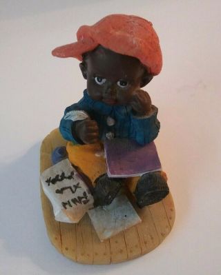 Black Americana Little African American Boy Schoolwork Figurine