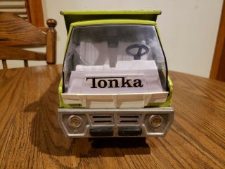 Vintage Tonka Dump Truck Hydraulic Gas Turbine.  Lime Green and. 3