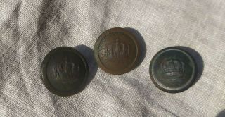 Wwi Imperial German 3 Buttons With Crown Ww1,  Gratis