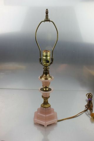 Vintage Pink Depression Glass Lamp.